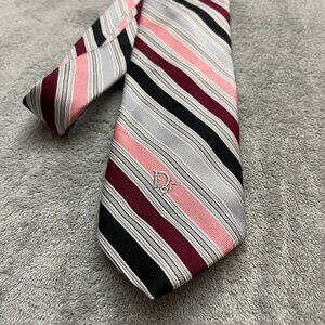 Christian Dior Monsieur Tie Mens Silk Blend Stripe Classic Necktie